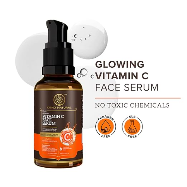 Khadi Natural Vitamin C Face Serum (30ml) | Advanced Skin Brightening & Radiance Formula | Collagen & Elastin Booster for Wrinkle Repair | Hydrating Serum for All Skin Types - Image 2