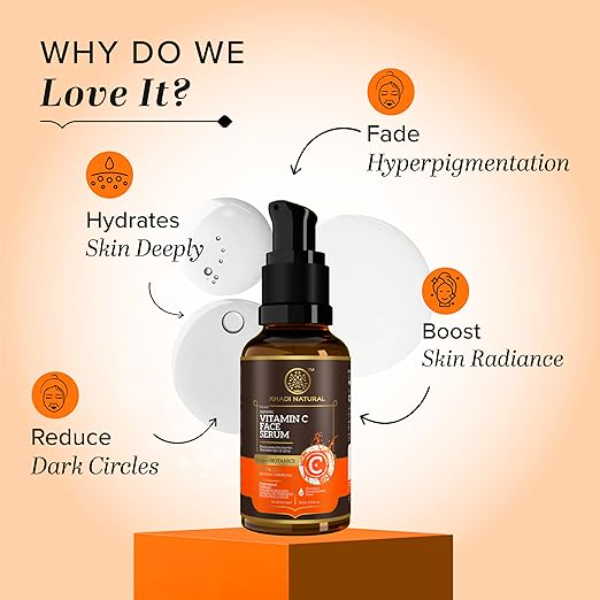 Khadi Natural Vitamin C Face Serum (30ml) | Advanced Skin Brightening & Radiance Formula | Collagen & Elastin Booster for Wrinkle Repair | Hydrating Serum for All Skin Types - Image 3
