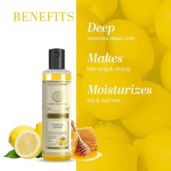 Khadi Natural Honey & Lemon Juice Shampoo (210ml) | Ayurvedic Clarifying Cleanser for Oily Scalp & Dull Hair | Natural Shine & Strength Formula | Sulphate & Paraben Free | All Hair Types - Image 2