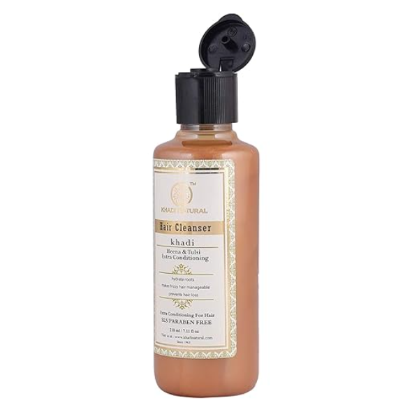 Khadi Natural Henna & Tulsi Extra Conditioning Shampoo (210ml) | Anti-Frizz Ayurvedic Hair Cleanser for Dry & Unruly Hair | Sulphate & Paraben Free | Deep Moisture for Manageable Hair - Image 2