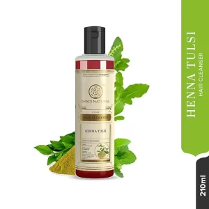 Khadi Natural Henna & Tulsi Shampoo (210ml) | Ayurvedic Hair Cleanser for Dull & Damaged Hair | Natural Conditioning for Softness & Shine | Sulphate & Paraben Free | All Hair Types