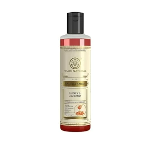 Khadi Natural Honey & Almond Shampoo (210ml) | Anti-Hair Fall Ayurvedic Cleanser for Healthy Growth & Shine | Nourishing Vitamin E Formula for Brittle Hair | Sulphate & Paraben Free