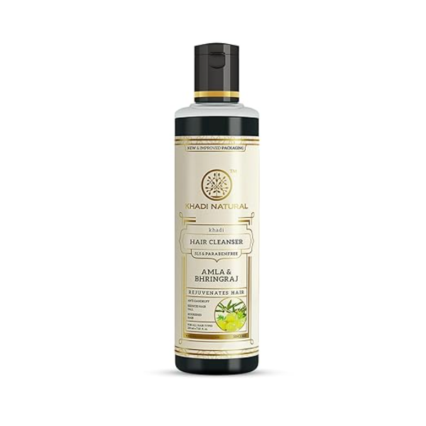 Khadi Natural Amla & Bhringraj Shampoo (210ml) | Ayurvedic Hair Growth Cleanser for Hair Fall Control & Dandruff | Sulphate & Paraben Free | Scalp Relief Formula for All Hair Types