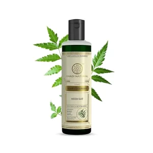 Khadi Natural Neem Sat Shampoo (210ml) | Ayurvedic Hair Cleanser for Thick & Strong Hair | Natural Scalp Purifying Formula for Hair Density | Sulphate & Paraben Free