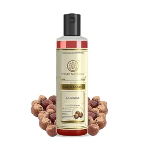 Khadi Natural Satritha Shampoo (210ml) | Ayurvedic Hair Fall Control Cleanser for Strong Hair | Natural Reetha Formula for Repairing Damaged Strands | Sulphate & Paraben Free