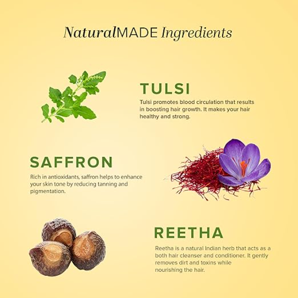 Khadi Natural Saffron, Tulsi & Reetha Shampoo (210ml) - Advanced Hair Volume & Scalp Care | Pure Ayurvedic Cleanser for Stronger Roots | Gentle Herbal Daily Care for All Hair Types - Image 3