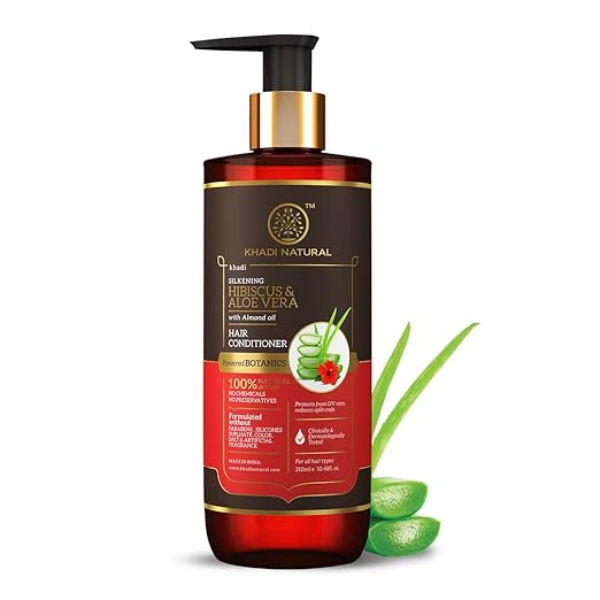 Khadi Natural Hibiscus & Aloe Vera Conditioner (310ml) | Frizz-Free Hydrating Formula for Smooth Hair | Natural Hair Texture Improver & Hair Fall Control | SLS & Paraben Free