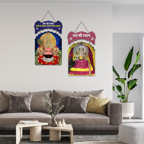 Decor Smart Khatu Shyam Ji Wooden Wall Hanging – Jai Shri Shyam Devotional Wall Art | Spiritual Hindu Home & Temple Décor for Living Room, Hall & Mandir (DWA_9217) - Image 2