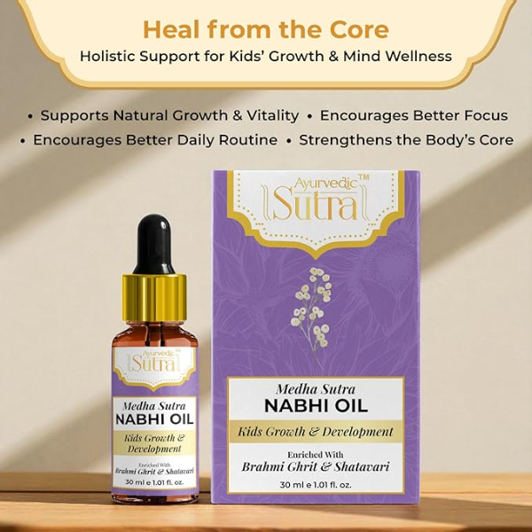 Ayurvedic Kids Growth & Brain Support Nabhi Oil - 30ml | Belly Button Therapy for Focus, Memory & Immunity | Infused with Brahmi, Shatavari & Ashwagandha | 100% Natural - Image 2