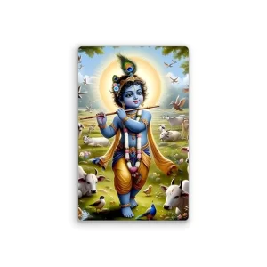 Bal Krishna Fridge Magnet Kanha Kitchen Decor Home Decoration Krishna Photo Digital Fridge Magnet Home Decoration Religious Return Gift Size : 8.2 x 5.2 Cms