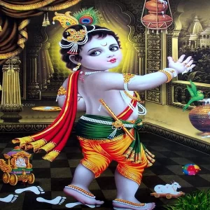 Wallpics® Krishna Painting Waterproof Vinyl Wall Sticker – Decorative Poster for Home, Office, Living Room, Bedroom & Kids Room (Model CAN1164-1)