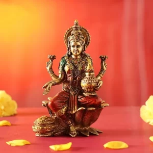 CraftVatika Goddess Lakshmi Devi Idol Statue for Home Puja – Elegant Laxmi Idol Showpiece for Temple & Pooja Room, Diwali Decoration & Spiritual Gift for Family, Friends & Corporate Gifting