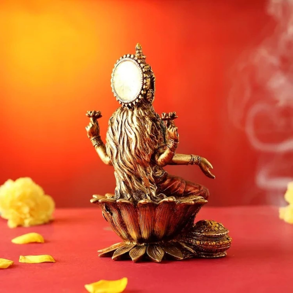 CraftVatika Goddess Lakshmi Devi Idol Statue for Home Puja – Elegant Laxmi Idol Showpiece for Temple & Pooja Room, Diwali Decoration & Spiritual Gift for Family, Friends & Corporate Gifting - Image 2