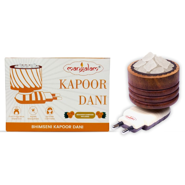 MANGALAM Wooden Kapoor Dani – Bhimseni Camphor Diffuser for Essential Oils, Natural Oils & Bakhoor | Traditional Aromatic Home Fragrance Burner for Puja, Meditation & Spiritual Ambience