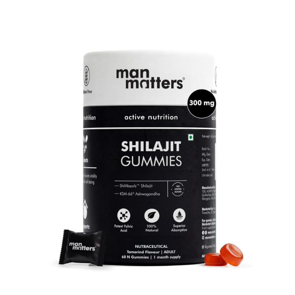 Man Matters Shilajit Gummies – Ayurvedic Energy & Stress Support with KSM-66 Ashwagandha | 60 Coun