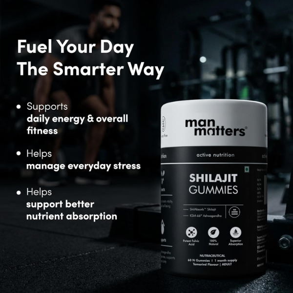 Man Matters Shilajit Gummies – Ayurvedic Energy & Stress Support with KSM-66 Ashwagandha | 60 Coun - Image 4