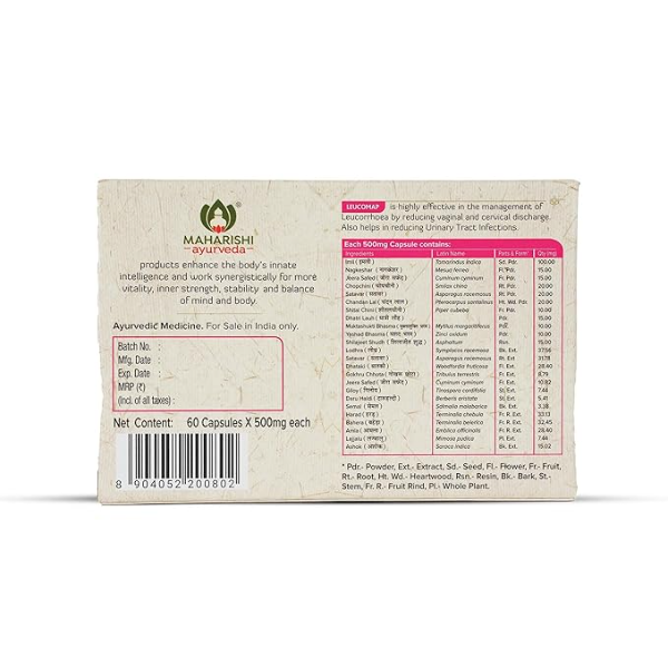 Maharishi Ayurveda Leucomap (60 Tablets) | Natural Support for Vaginal Discharge & pH Balance | Herbal Relief for Itching, Burning & Odour | Supports UTI & Yeast Infection Recovery | With Satavar & Nagkeshar - Image 3