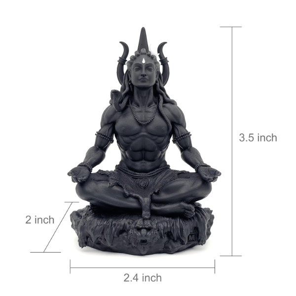 MurtiHome Mahayogi Adiyogi Shiva Statue (8.89 cm) – Black UV Resin 3D Printed Murti for Car Dashboard, Home Décor & Spiritual Gifting - Image 2