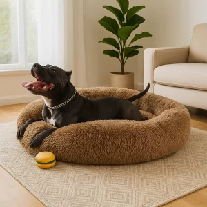 Reversible Round Donut Pet Bed for medium and large dogs