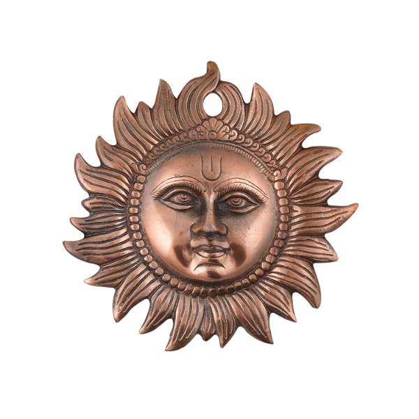 Craft Trade Sun Idol Metal Wall Decor – 8 Inches Copper Vastu & Feng Shui Hanging for Good Luck | Decorative Home Wall Art for Living Room & Bedroom
