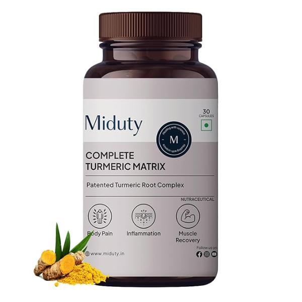 Miduty Palak Notes Complete Turmeric Matrix (30 Veg Capsules) | High-Absorption Curcuma Longa Root Extract | Patented Technology with 95% Curcuminoids | Advanced Anti-Inflammatory & Joint Support