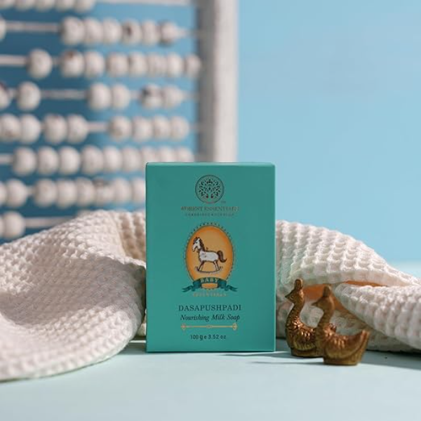 Forest Essentials Dasapushpadi Baby Soap – Nourishing Full Cream Milk | 100% Natural Ayurvedic Soap for Newborns & Infants | Sulphate & Paraben Free | Gentle & Moisturising | 100g - Image 4
