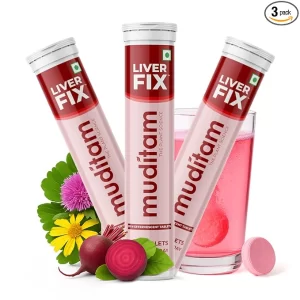 Muditam Ayurveda Liver Fix (60 Effervescent Tablets) | Milk Thistle & NAC Daily Liver Detox Drink | Supports Fatty Liver Recovery & Metabolic Health | Full 30-Day Supply
