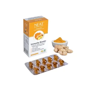 NEAT EVERYDAY Immunity Booster Softgels | Cold-Pressed Turmeric Oil & Ginger Oil Blend | 30 Vegan Capsules | Natural Daily Immune Support & Anti-Inflammatory Formula