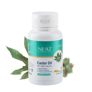 NEAT EVERYDAY Cold-Pressed Castor Oil (1000mg) | 60 Vegetarian Softgels | Natural Laxative for Digestive Relief & Regularity | Supports Immune Health & Detox (60 Count Jar)
