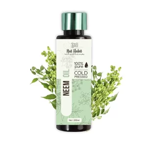 Nat Habit 100% Pure Neem Oil (200ml) | Cold Pressed & Freshly Made Ayurvedic Kitchen Formula | Natural Hair & Skin Treatment for Acne, Dandruff & Itch Relief | Zero Preservatives