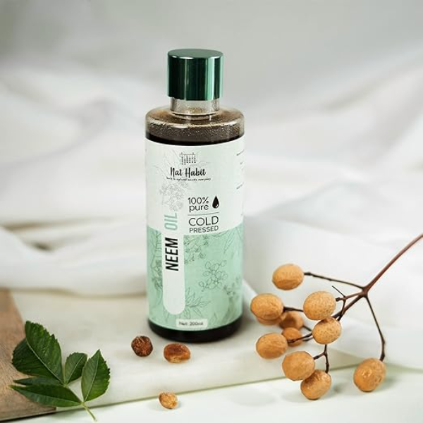 Nat Habit 100% Pure Neem Oil (200ml) | Cold Pressed & Freshly Made Ayurvedic Kitchen Formula | Natural Hair & Skin Treatment for Acne, Dandruff & Itch Relief | Zero Preservatives - Image 3