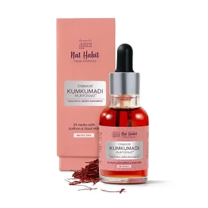 Nat Habit Ayurvedic Kumkumadi Oil (15ml) - Advanced Glow & Youth Face Serum | Classical Saffron Formula for Radiant Skin | Natural Dark Spot Corrector & Deep Nourishment