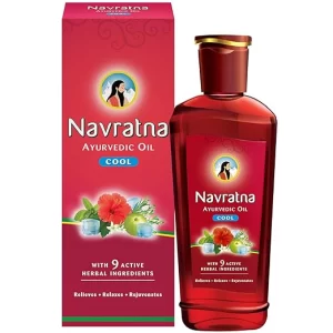Navratna Ayurvedic Cool Oil (300ml) | 9 Herbal Blend for Stress, Tension & Headache Relief | Relaxing Cooling Oil for Body Ache & Sleeplessness | Rejuvenating Scalp & Hair Care Oil
