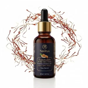 Neeliya Tvakshuddhi D-Tan Face Serum (20ml) | Ayurvedic Skin Brightening Elixir for Tan Removal & Pigmentation | With Saffron, Sandalwood & Turmeric for Glowing Skin