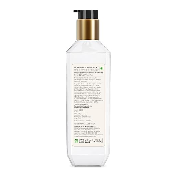 Forest Essentials Ultra-Rich Body Milk – Honey & Vanilla | Luxury Ayurvedic Body Lotion for Soft & Glowing Skin | Deeply Nourishing & Fast-Absorbing Daily Moisturizer | 200ml - Image 4
