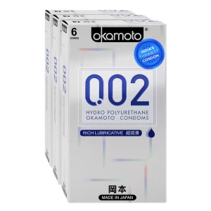 Okamoto 0.02 Ultra Thin Condoms (Pack of 3) 18s | Japan’s Thinnest Non-Latex PU Condoms | Super Strong, Super Sensitive | Imported from Japan | 0.02mm Premium Ultra Thin Condoms