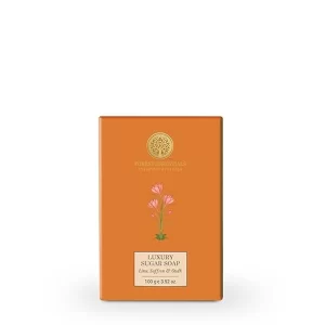 Forest Essentials Lime & Saffron Sugar Soap: With Woody Oudh & Raw Cane Sugar | Pure Ayurvedic Scented Soap for Radiant Skin | 100% Natural & Gentle