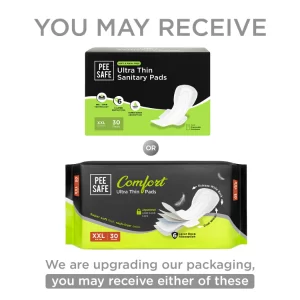 Pee Safe Ultra Thin XXL Sanitary Pads for Women | 30 Count Cottony Soft Pads | Rash-Free, Extra Long & Leak Protection (Pack of -2)