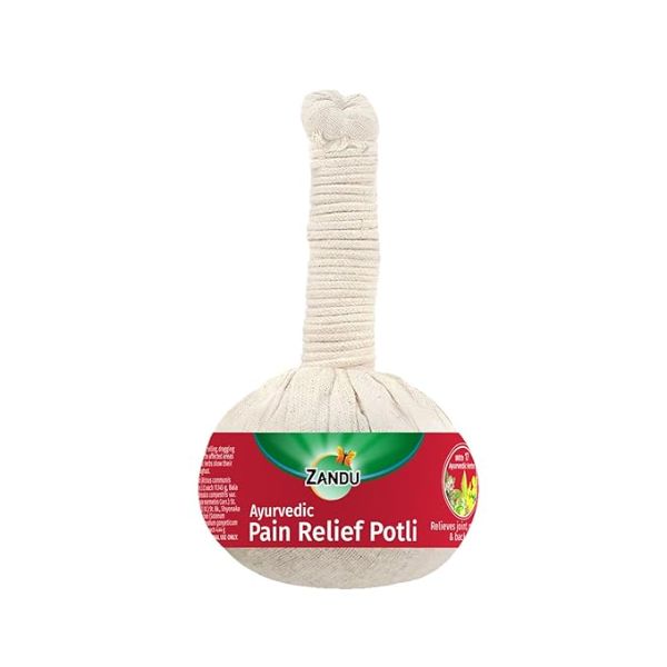 Zandu Ayurvedic Pain Relief Potli (180g) | Herbal Heat Therapy Massager for Knee, Back & Neck Pain | Reduces Swelling & Improves Blood Flow | Infused with 17 Potent Herbs