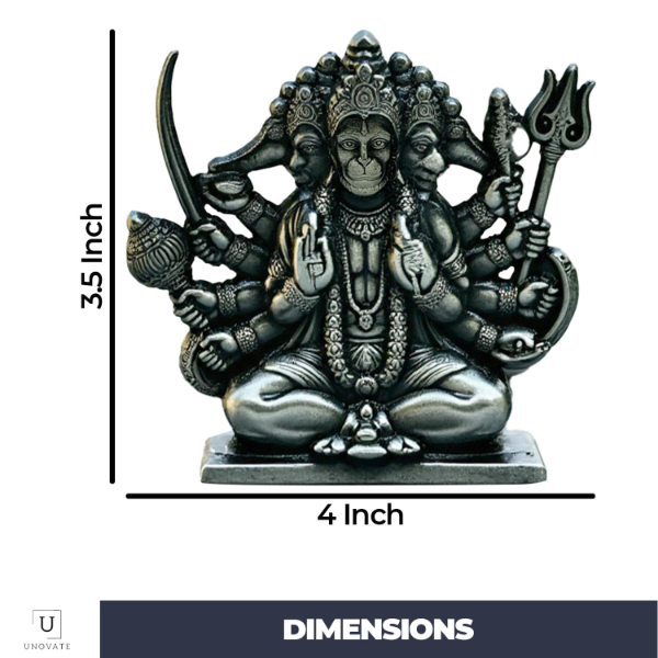 UNOVATE Panchmukhi Hanuman Idol (Small, Black) – Spiritual Car Dashboard & Home Temple Murti for Pooja Room, Entrance & Devotional Décor - Image 2