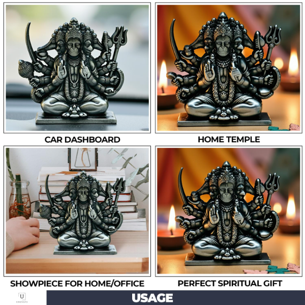 UNOVATE Panchmukhi Hanuman Idol (Small, Black) – Spiritual Car Dashboard & Home Temple Murti for Pooja Room, Entrance & Devotional Décor - Image 3