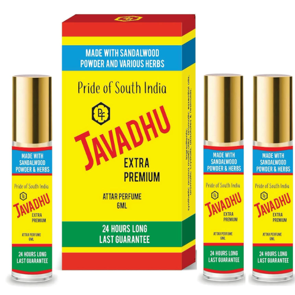 Parag Fragrances Golden Javadhu Attar Pack of 3 (6ml Each) | Total 18ml Premium Natural Attar for Worship, Puja, Home & Personal Fragrance