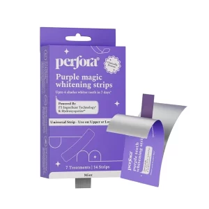 Perfora Purple Teeth Whitening Strips – Pack of 7 Treatments (14 Strips) – Whitens Teeth in 1 Use | Peroxide & Sensitivity-Free, Enamel-Safe Oral Care | PAP & Hydroxyapatite For Stain Removal | Self-dissolving Strips