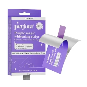 Perfora Purple Teeth Whitening Strips (6 Strips, 3 Treatments) | Self-Dissolving, Sensitivity-Free & Enamel Safe