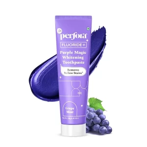 Perfora Purple Teeth Whitening Toothpaste (125g) | Enamel Safe Stain Remover & Oral Care | Grape Mint