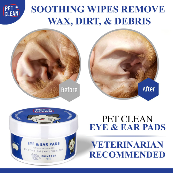 Pet Clean Primrose Oil Eye & Ear Pads for Dogs & Cats – 50 Count Gentle Cleaning Wipes for Daily Pet Hygiene & Care - Image 2
