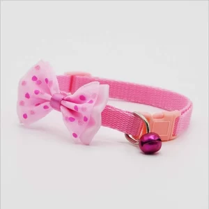 YellowCult Fancy Pet Collar for Cats & Dogs – Comfortable Bow Collar with Bell & Safety Buckle for Puppies, Small Dogs & Rabbits (Lady Pink)