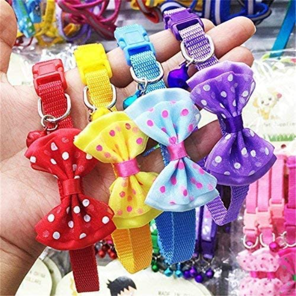 YellowCult Fancy Pet Collar for Cats & Dogs – Comfortable Bow Collar with Bell & Safety Buckle for Puppies, Small Dogs & Rabbits (Lady Pink) - Image 4
