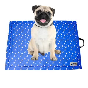 24'' Orthopedic Pet Mat – Soft, Washable Crate Bed with Non-Skid Bottom for Dogs, Cats, Puppies, Rabbits & Kittens (24x19 in, Blue) – Indoor & Outdoor Use with Handle