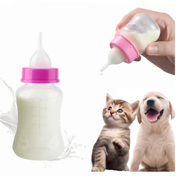 Jainsons Pet Nursing Bottle Kit for Newborn Kittens, Puppies & Rabbits – 150ml Feeding Bottle Set for Small Animals (Color May Vary)
